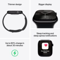 Apple Watch Series 10 [GPS 42mm case] Smartwatch with Jet Black Aluminium Case with Black Sport Band - S/M. Fitness Tracker, ECG App, Always-On Retina Display, Water Resistant - Image 4