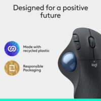 Logitech Ergo M575S Wireless Trackball Mouse, Wireless Ergonomic Mouse with Bluetooth and Encrypted Dongle, Comfortable Thumb Control, Precise and Smooth Tracking, for PC/Mac - Graphite Blue Ball - Image 9