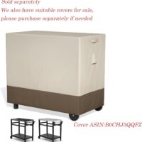 TORVA Outdoor Prep Grill Carts, 303 Stainless Steel Tabletop with High Load Capacity Portable BBQ Table, HDPE Durable Frame 2-Tier Storage Cart, Wood - Image 9