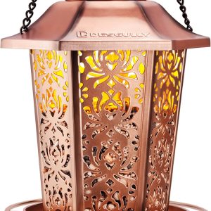 Solar Bird Feeders for Outdoors Hanging - Premium Grade Metal Bird Feeder, Chew-Proof, Weather and Water Resistant Wild Bird feeders, Outside and Garden Decoration-New