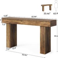 LITTLE TREE 63-Inch Narrow Console Table, Modern Sofa Table for Hallway, Entryway Table for Living Room, Bedroom, Home Office, Wood Color - Image 2
