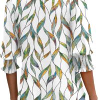 XIEERDUO Blouses for Women Dressy Casual 3/4 Length Sleeve Womens Tops with Smocked Cuffs - Image 5