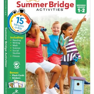 Summer Bridge Activities 1st to 2nd Grade Workbook, Activity Book With Math, Reading Comprehension, Science, Fitness, Social Studies, Writing Practice, and Flash Cards