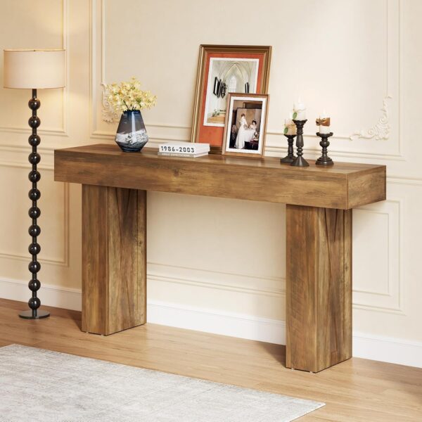 LITTLE TREE 63-Inch Narrow Console Table, Modern Sofa Table for Hallway, Entryway Table for Living Room, Bedroom, Home Office, Wood Color