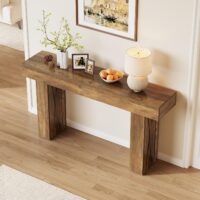 LITTLE TREE 63-Inch Narrow Console Table, Modern Sofa Table for Hallway, Entryway Table for Living Room, Bedroom, Home Office, Wood Color - Image 6