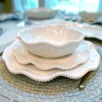 Perlette Cream Beaded Salad Plates - Set of 4, 9" Chic Melamine Dinnerware, Unbreakable & Elegant for Indoor/Outdoor Dining, Appetizers, Desserts & Stylish Table Settings. Perfect for gift-giving. - Image 6