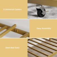 IDEALHOUSE Twin Size Daybed Frame, Metal Sofa Bed Frame, Heavy Duty Metal Slats, Day Bed for Living Room, Bedroom, Guest Room, Space Saving, Gold - Image 7