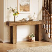 LITTLE TREE 63-Inch Narrow Console Table, Modern Sofa Table for Hallway, Entryway Table for Living Room, Bedroom, Home Office, Wood Color - Image 5