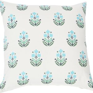 Creative Co-Op 20" Square Floral Print Cotton Pillow Cover