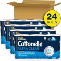 Cottonelle Ultra Clean Toilet Paper with Active CleaningRipples Texture, Strong Bath Tissue, 24 Family Mega Rolls = 132 Regular Rolls (4 Packs of 6) - Image 2