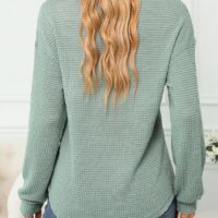 Dokotoo Womens Waffle Knit Tops 2025 Oversized Long Sleeve Crewneck Shirts Business Casual Blouses Basic Shirts - Image 5