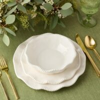 Perlette Cream Beaded Salad Plates - Set of 4, 9" Chic Melamine Dinnerware, Unbreakable & Elegant for Indoor/Outdoor Dining, Appetizers, Desserts & Stylish Table Settings. Perfect for gift-giving. - Image 2