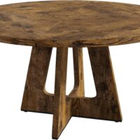 GarveeHome 47-Inch Round Large Dining Table Set for 4 to 6, Farmhouse Dinner Table with Wooden Top and Legs for Home Dining Room or Living Room - Rustic Brown(No Chairs) - Image 8