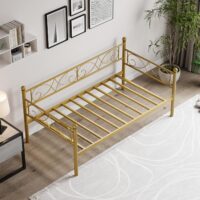 IDEALHOUSE Twin Size Daybed Frame, Metal Sofa Bed Frame, Heavy Duty Metal Slats, Day Bed for Living Room, Bedroom, Guest Room, Space Saving, Gold - Image 4