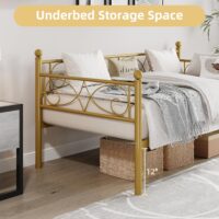 IDEALHOUSE Twin Size Daybed Frame, Metal Sofa Bed Frame, Heavy Duty Metal Slats, Day Bed for Living Room, Bedroom, Guest Room, Space Saving, Gold - Image 6