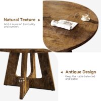 GarveeHome 47-Inch Round Large Dining Table Set for 4 to 6, Farmhouse Dinner Table with Wooden Top and Legs for Home Dining Room or Living Room - Rustic Brown(No Chairs) - Image 6