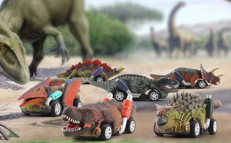 dinosaur pull back cars