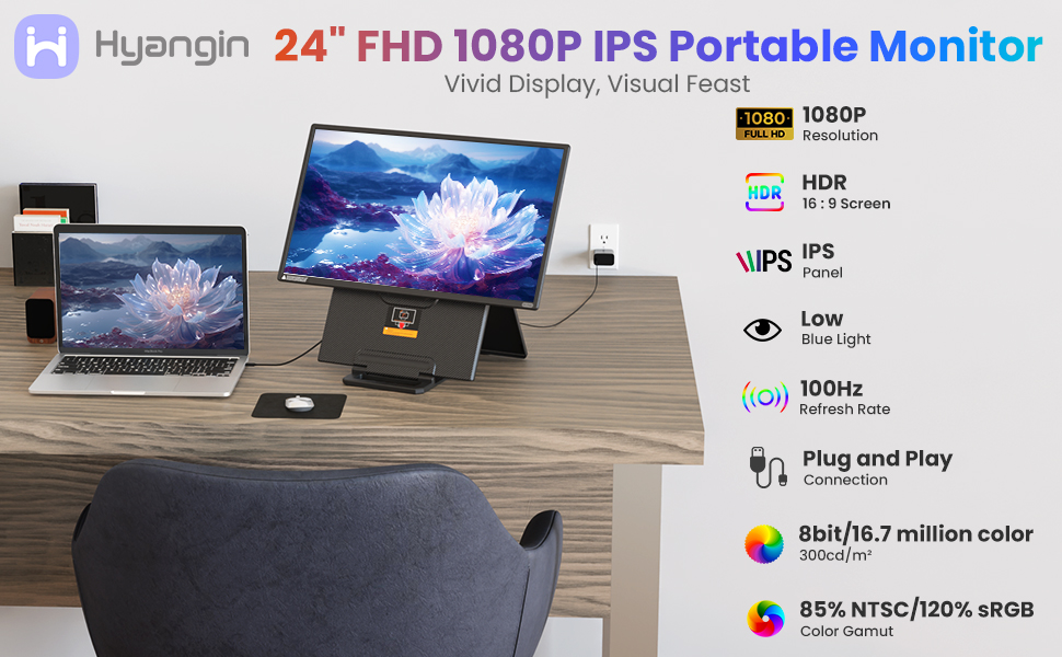 Hyangin 24&#34; FHD 1080P IPS Portable Monitor