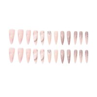 Press on Nails Kit Long Stiletto Ombre Nude Fake Nails with Glitter Design, Rhinestones Press ons Acrylic Full Cover False Stick on Nail for Women Daily Wear Wedding Manicure 24Pcs - Image 4
