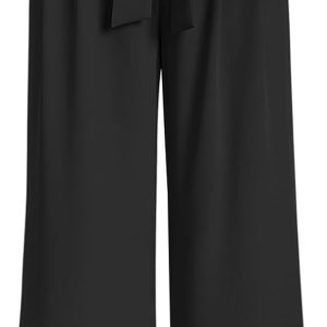LILLUSORY Wide Leg Dress Pants Women's Paperbag High Waisted Business Casual Trousers with Removable Belt