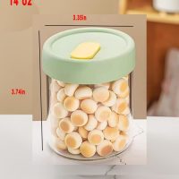 14oz Clear Glass Food Jar with Silicone Lid - Airtight Microwave-Safe Canning Jar Container, Wide Mouth for Cereal, Snacks & Spices (1pcs, 14oz, green lid) - Image 3