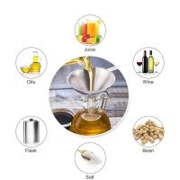 Generic Stainless Steel Funnel with Strainer Silver Mini Funnel Oil(2) - Image 2