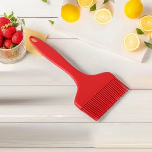 1 Pcs Silicone Basting Brush, 8.3x3.5in Pastry Brush Food Brushes for Kitchen Baking Cooking BBQ Grill Spread Oil Butter Sauce (Red)