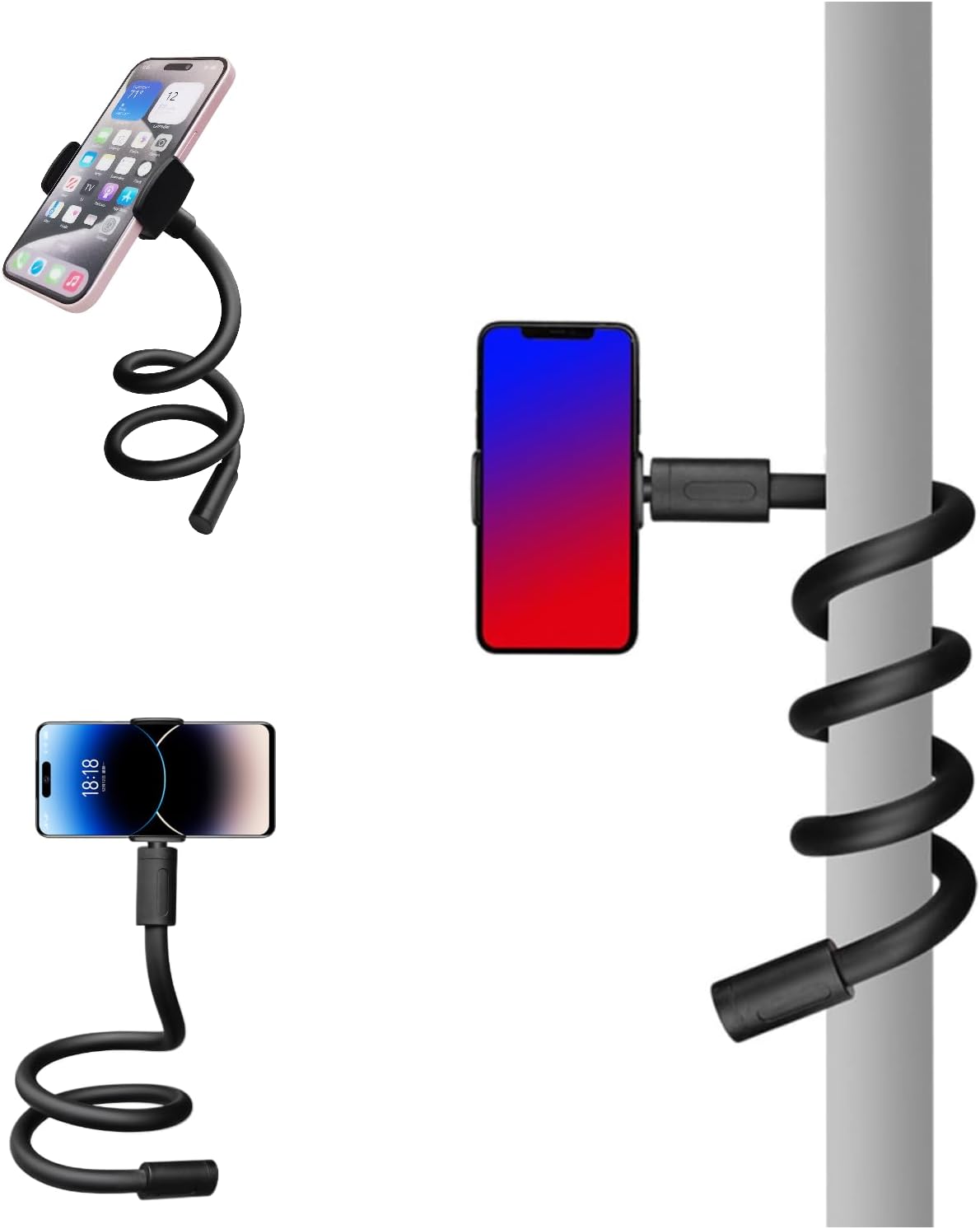YKI Flexible Phone Holder for Stroller, Treadmill, Wheelchair, Desk & More, Flexible Phone Stand for iPhones/Smartphones up to 3.5” Wide, 20” Long Arm Gooseneck Portable Phone Mount