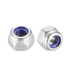 M4 x 0.7mm Nylon Insert Hex Lock Nuts, 304 Stainless Steel, Plain Finish, Pack of 10