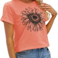 Cicy Bell Women's T Shirts Short Sleeve Tees Sunflower Graphic Loose Summer Tops - Image 3