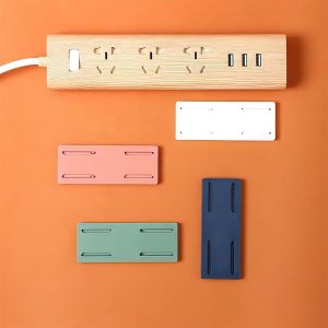 6pcs Multifunctional Wall Mount Power Strip Holder for WiFi Router, 3.94*1.38Inches Adhesive Socket Holder Flexible Installation & Rational Layout, Plug-in Removable Bedroom Decor, White