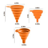 3-Piece Kitchen Collapsible Funnel Set, Small Medium & Large, Food-Grade Silicone Funnels for Perfume, Capsule Filling, Oil Filtering, Spice Pouring, Easy Storage & Cleaning (Orange) - Image 4