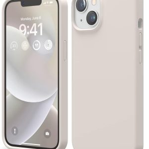 elago Compatible with iPhone 14 Case, Liquid Silicone Case, Full Body Protective Cover, Shockproof, Slim Design, Anti-Scratch Soft Microfiber Lining, 6.1 inch (Stone)