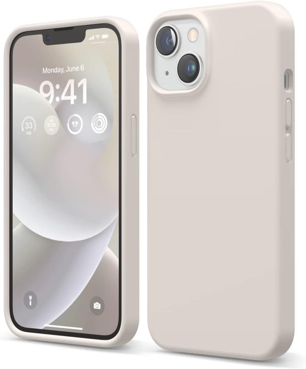 elago Compatible with iPhone 14 Case, Liquid Silicone Case, Full Body Protective Cover, Shockproof, Slim Design, Anti-Scratch Soft Microfiber Lining, 6.1 inch (Stone)