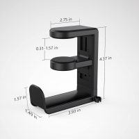 EURPMASK Rotating Headphone Stand - PC Gaming Headset Holder, Adjustable Clamp-on Under Desk Hanger With 360 Degree Swivel & Cable Clip Organizer - Black - Image 8