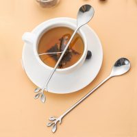 Silver Coffee Spoons Set of 2, Stainless Steel Teaspoon, Dessert Spoons, 6.54in, Leaf-shaped Handles, Suitable for Desserts, Coffee, Tea, Fruits. - Image 2