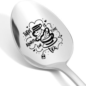 Tea Lover Gifts Spoon for Women Men There Is Always Time for Tea Engraved Spoon Gifts for Coworker Friend Mom Dad Birthday Christmas