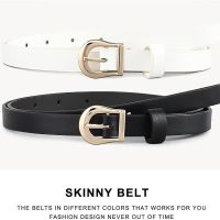 Women Skinny Belts for Jeans Dress Thin Waist Belt for Ladies with Gold Buckle 0.55" Width - Image 3