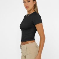 Trendy Queen Womens Basic T Shirts Summer Tops 2025 Short Sleeve Crop Tops Slim Fit Gym Workout Y2k Clothes - Image 4