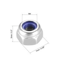M4 x 0.7mm Nylon Insert Hex Lock Nuts, 304 Stainless Steel, Plain Finish, Pack of 10 - Image 2