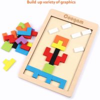 Coogam Wooden Blocks Puzzle Brain Teasers Toy Tangram Jigsaw Intelligence Colorful 3D Russian Blocks Game STEM Montessori Educational Gift for Kids (40 Pcs) - Image 5