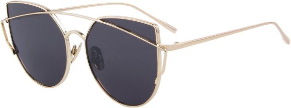Fashion Women Cat Eye Sunglasses Coating Mirror Lens Oversized Sun glasses UV400