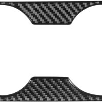 Real Quality Carbon Fiber Decor Compatible with Cadillac CT5/CT5-V/CT5-V Blackwing 2019-2024 Car Floor Console Sticker Water Cup Holder Frame Decal Interior Accessories Trim 2pcs Black - Image 2