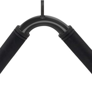 Tricep Press Down Bar, V Bar Cable Attachment, Steel with Non-Slip Rubber Grip (Black)