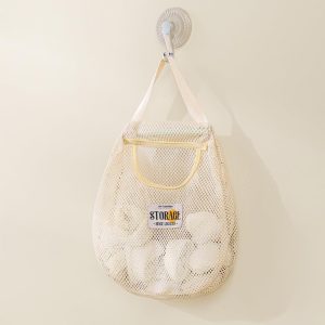 Kitchen Mesh Bag Hollow Vegetable Underwear Socks Sundries Storage Bag Durable Large Capacity Hanging Net(Beige)