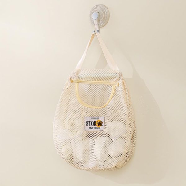 Kitchen Mesh Bag Hollow Vegetable Underwear Socks Sundries Storage Bag Durable Large Capacity Hanging Net(Beige)