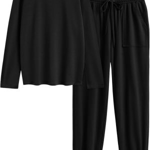 LILLUSORY Lounge Sets for Women Sweatsuits 2 Piece Outfit Two Piece Set Fall Matching Clothing Long Sleeve Tops Jogger Pants