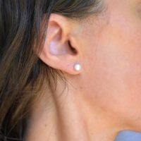 Pearl Stud Earrings for Women Trendy 14K Gold Plated Stud Earrings Geometric Stainless Steels Earrings Simple Minimalist Gold Silver Earrings Gifts for Women - Image 4