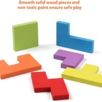 Coogam Wooden Blocks Puzzle Brain Teasers Toy Tangram Jigsaw Intelligence Colorful 3D Russian Blocks Game STEM Montessori Educational Gift for Kids (40 Pcs) - Image 4