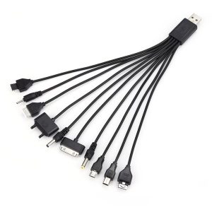 Black 10 in 1 USB Multi Charger Cables for Mobile Phones Charging Cord 7.87in Universal USB to Multi Plug Charger Cable for Smartphone Charger Wires,Cables and Interconnects